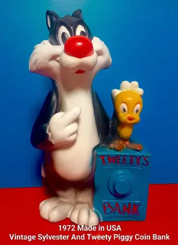 1972년 미국제 빈티지 실베스터 & 투이티 피기뱅크 저금통