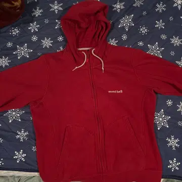 mont-bell 빨간색 후드 부착 후드티 xl 짧은 기장