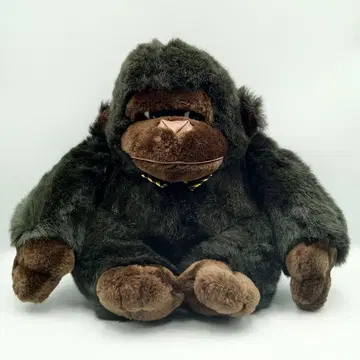 쇼와 레트로 대형 고릴라 봉제 인형 쿠션 동물 애니멀 앉은 리본