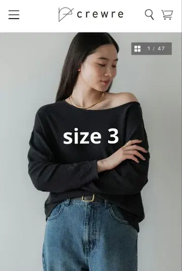 crewre 크루레 2way 러프인 레이 보트넥 롱T 사이즈 3