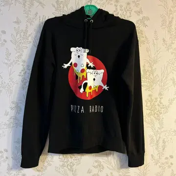[ PIZZA RADIO ] 후드 부착 후드티 블랙