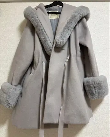 후드 부착 그레이 코트