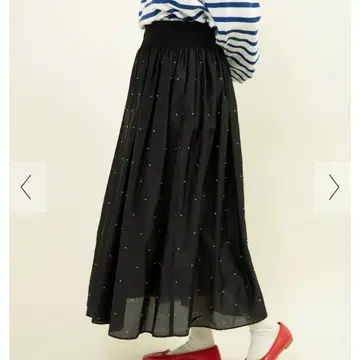 CHILD WOMAN 셔링 도트 패널 자카드 개더 스커트