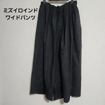 [새상품급] 미즈이로 인드 블랙 와이드 팬츠 허리밴딩 프리 사이즈