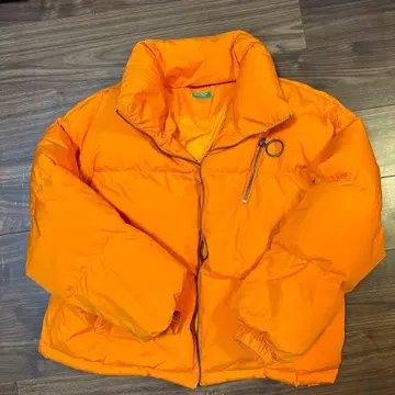 베네통 BENETTON 오렌지 다운 자켓 방한
