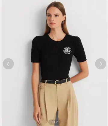 랄프 로렌 케이블 니트 코튼 숏 슬리브 스웨터