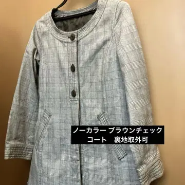 노카라 브라운 체크 코트