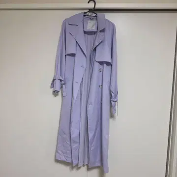 라벤더 롱 코트 허리 리본 포함