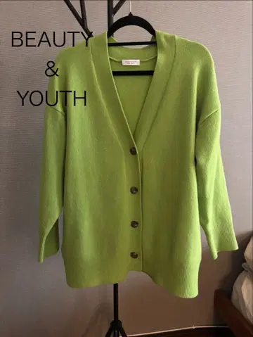 뷰티 앤 유스 울 캐시미어 오버 사이즈 가디건 그린