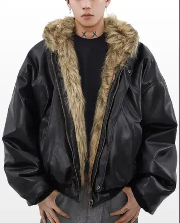 리버서블 퍼 봄버 가죽 자켓