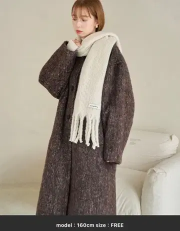 hinari 브라운 노카라 롱 코트 S 사이즈