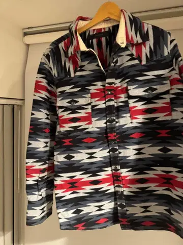 BACKBONE 기하학 패턴 플란넬 셔츠 아메카지 셔츠