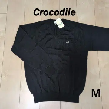 Crocodile V넥 스웨터 블랙 M