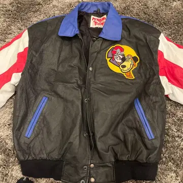 Mountain Toon 캐릭터 자수 바시티 자켓