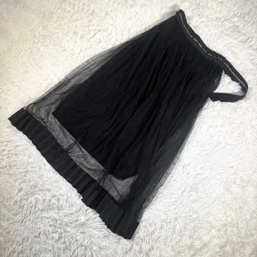 이토미 [ F ] 튤 플리츠 롱 스커트 시어 블랙