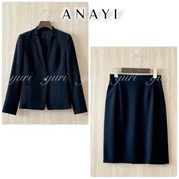 [ 1092 ] 아나이 백 새틴 스탠드 카라 자켓 스커트 수트 블랙