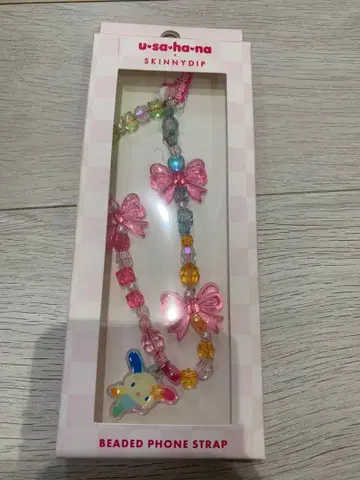 산리오 Skinnydip 비즈 폰 스트랩 우사하나 2