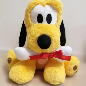 플루토 봉제 인형 빨간색 리본 포함