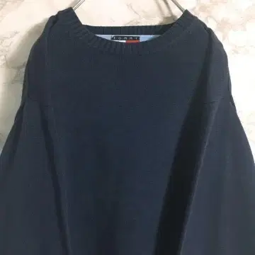 [ 올드 타미힐피거 ] 타미힐피거 원포인트 자수 니트 네이비 L