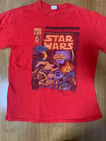 스타 워즈 코믹풍 T셔츠 빨간색