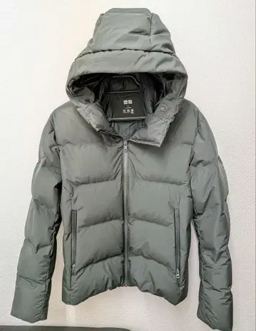 UNIQLO 심리스 다운 후드티 M 다크 그린