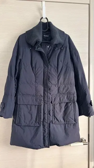 다운 코트 네이비 M 경량 따뜻함 심플 겨울 아우터 리브 코트