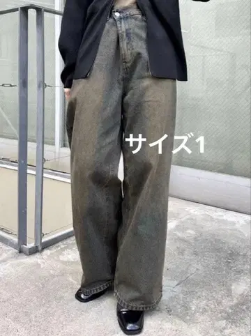 mystic 오버다이 와이드 데님 사이즈 1 브라운