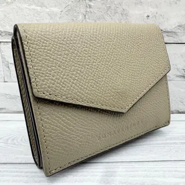 [ 새상품급 ] 보나벤츄라 3단 폴더형 지갑 스몰 월렛 베이지 가죽