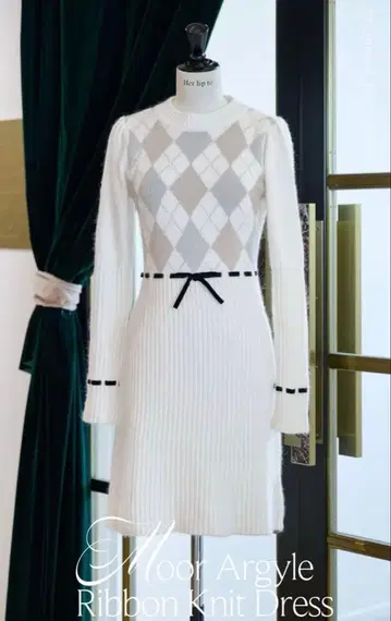herlipto 무어 아가일 리본 니트 드레스