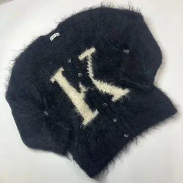 [ 새상품급 ] 카네코 이사오 블랙 K로고 짜임 샤기 니트 가디건