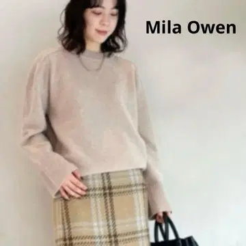 Mila Owen 미라 오웬 울 캐시미어 래글런 크루 니트 베이지