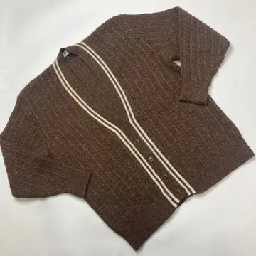 잉게보그 브라운 V넥 울 니트 가디건