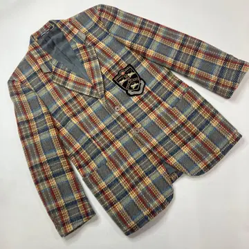 원더풀 월드 체크 엠블럼 와펜 사용 테일러드 자켓