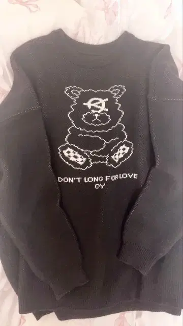 [ OY ] 곰 니트 스웨터 블랙