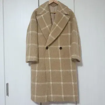 23구 마테코 샤기 체크 코트 체스터 코트 베이지 M