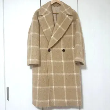 23구 마테코 샤기 체크 코트 체스터 코트 베이지 M