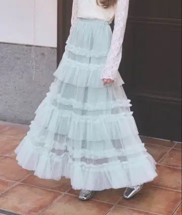 lovilyn 민트 그린 샤샤 스커트