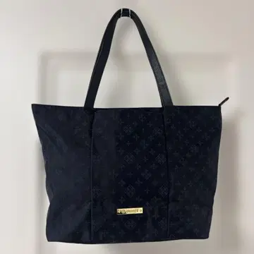 [russet] 블랙 x 네이비 패턴 나일론 토트백