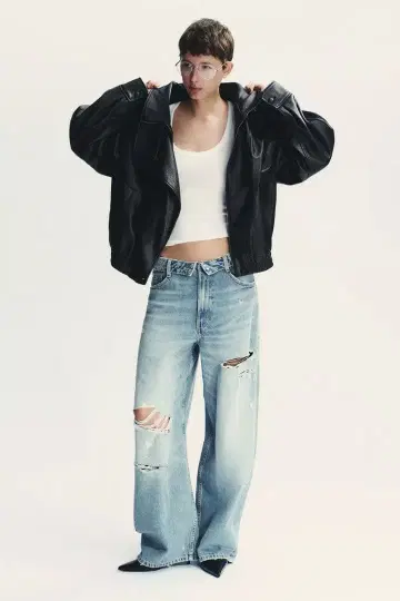 ZARA 하이넥 페이크 레더 자켓