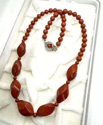 레드 재스퍼 silver 각인 금장 장식 포멀 캐주얼 목걸이