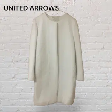 하자품 UNITED ARROWS 알파카 샤기 코트 화이트 36