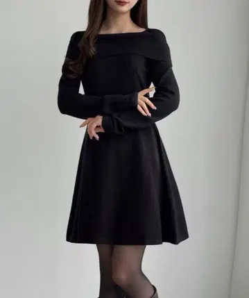 CENEA 오프숄더풍 스퀘어넥 미니 니트 원피스 M 블랙 미사용 새상품