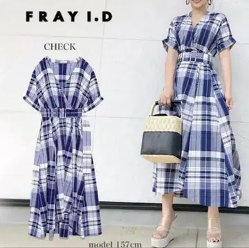 FRAY I.D 체크 무늬 롱 원피스
