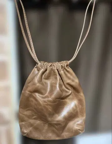 plant 드로우 스트링 파우치 M 가죽 leather 오크