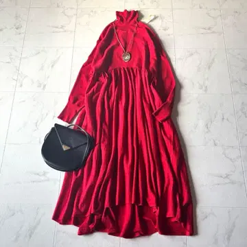 새상품급*캘런솔로지 하이넥 니트 원피스 울 혼방 빨간색