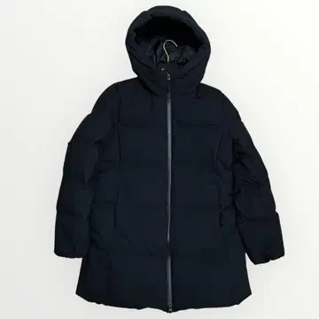 유니클로 UNIQLO 심리스 다운 롱 코트 블랙 L 후드 블랙