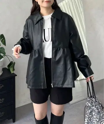 prosverse 집업 페플럼 레더 블루종 M 사이즈