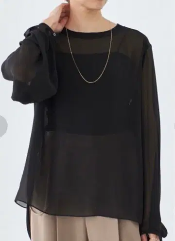 IENA 시어 쉬폰 리브넥 블라우스