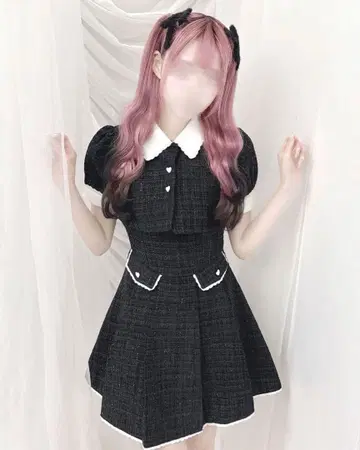 백리본 트위드 원피스