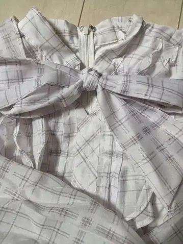 evelyn 체크 무늬 리본 포함 긴팔 셔츠 에블린